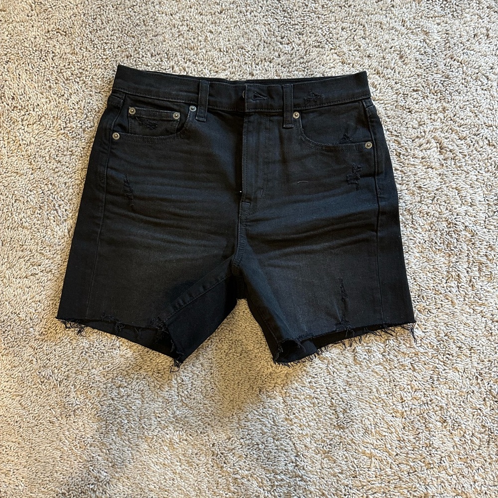 GAP Black Jean Shorts with Distressed Hem